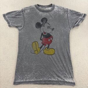Disney Mickey Mouse Baby Doll Gray Graphic T-Shirt Crew Neck Short Sleeve Size S